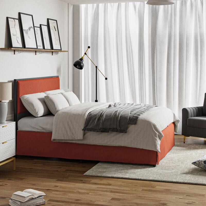 Oliver Modern Washable Slipcover Bed Upholstered Metal by HULALA HOME