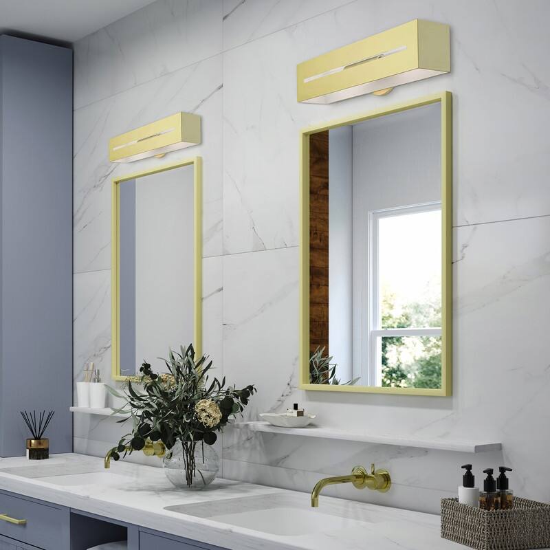 Livex Lighting 2-light Satin Brass ADA Vanity Sconce, 16682-12 - 18" W x 5" H x 3.875" Ext.