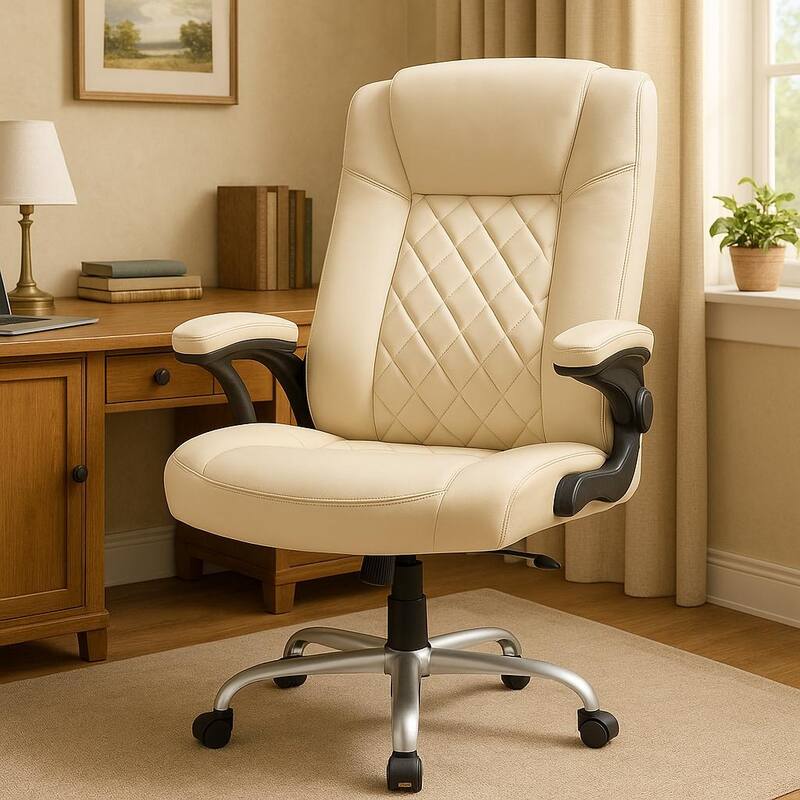 Executive Office Chair w/ Flip-Up Arms & Lumbar Support