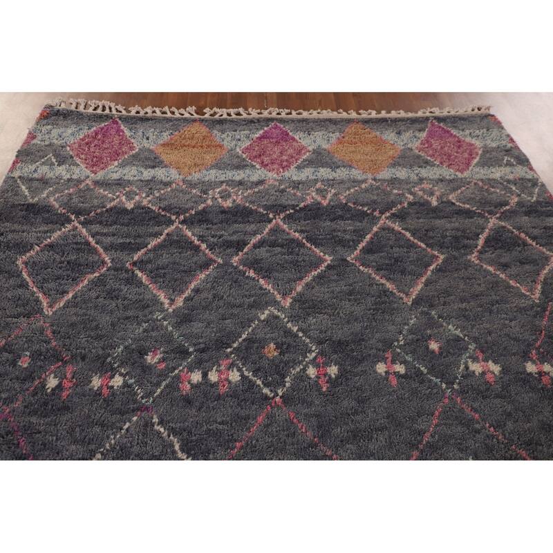 Plush Moroccan Area Rug Handmade Wool Carpet - 6'2" x 9'11"
