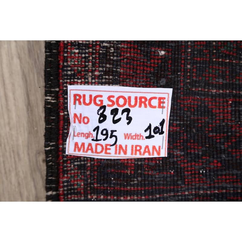 Decorative Geometric Balouch Persian Area Rug Hand-knotted Wool Carpet - 3'4" x 6'4"
