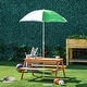 preview thumbnail 11 of 18, Outsunny Kids Picnic Table with Umbrella and Storage Inside, Sand and Water Table, Kids Outdoor Furniture - 36.5" x 33.5" x 19"