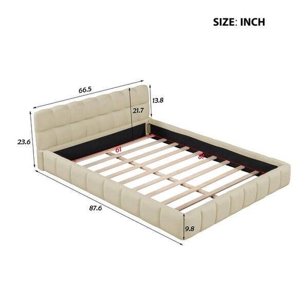 Queen Size Bed Frame Luxury Upholstered Low Profile Platform Bed