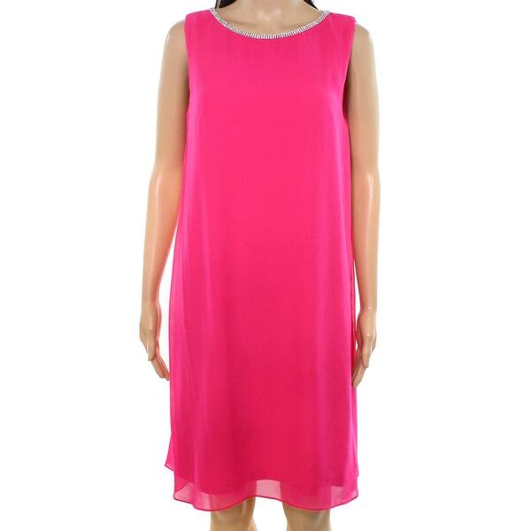 Shop Msk Hot Pink Womens Size 6 Embellished Sleeveless Shift Dress