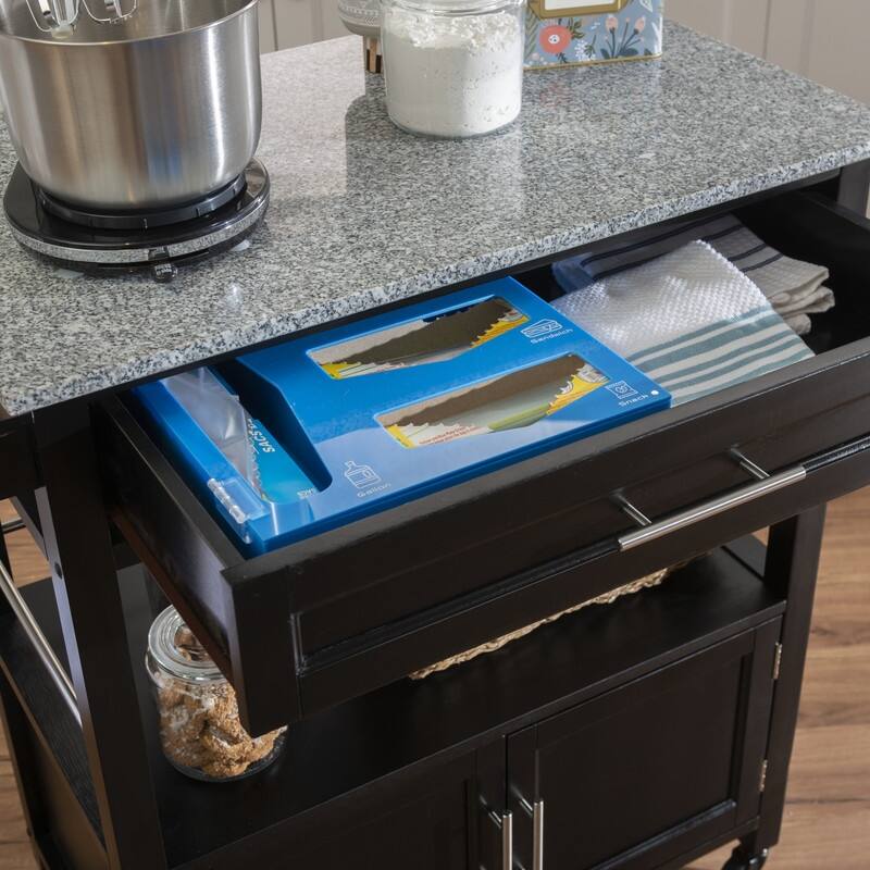 Barbara Rolling Mobile Kitchen Cart with Granite Top