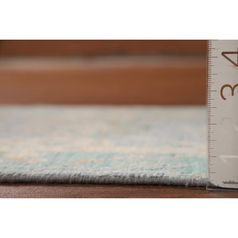 Hand Knotted Oriental 100% Wool Carpet Transitional All-Over Navy Blue & Blues Oushak Area Rug - 3' 11'' X 2' 0''