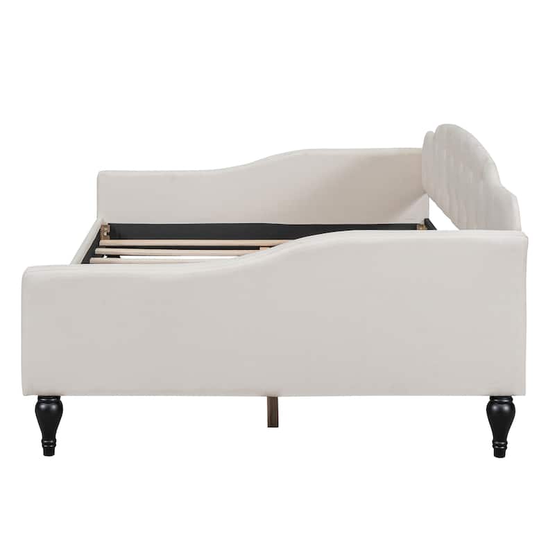 Modern Full Size Upholstered Wood Daybed with Multifunctional Design