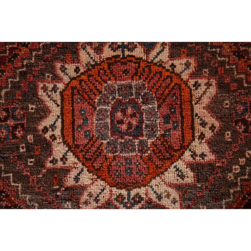 Tribal Qashqai Persian Vintage Area Rug Hand-Knotted Wool Carpet - 5'4"x 8'8"