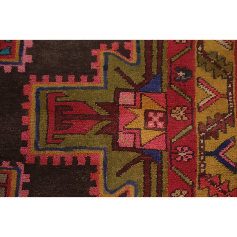 Hand Knotted Oriental 100% Wool Carpet Traditional Tribal Brown Meshkin Runner Rug - 10' 8'' X 3' 6''