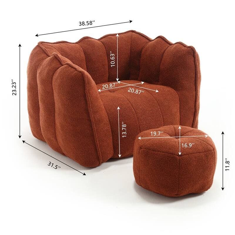Soft Comfortable Bean Bag Chair with Footstool for living room and bedroom