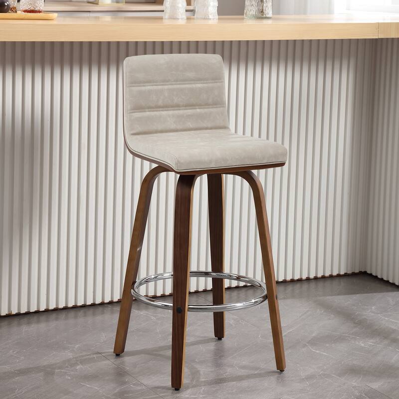 Faux Leather Upholstered Swivel Bar Stools, Counter Stool