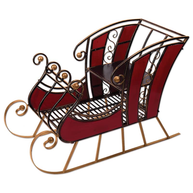 Red Wood & Metal Sleigh 38"