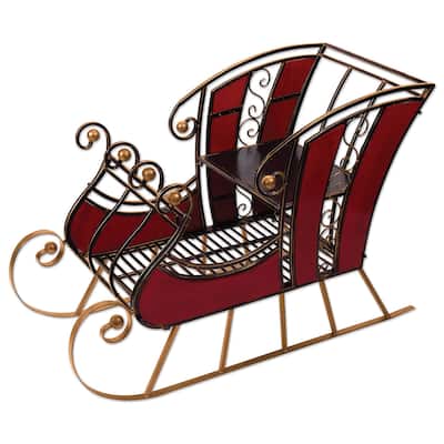 Red Wood & Metal Sleigh 38"
