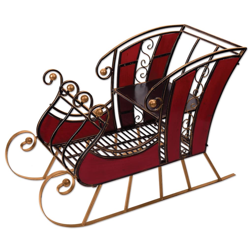 Red Wood & Metal Sleigh 38"
