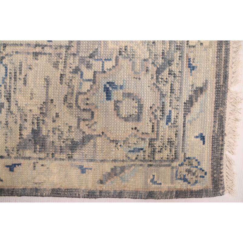 ECARPETGALLERY Hand-knotted Modern Oushak Dark Grey Wool Rug - 8'0 x 10'3