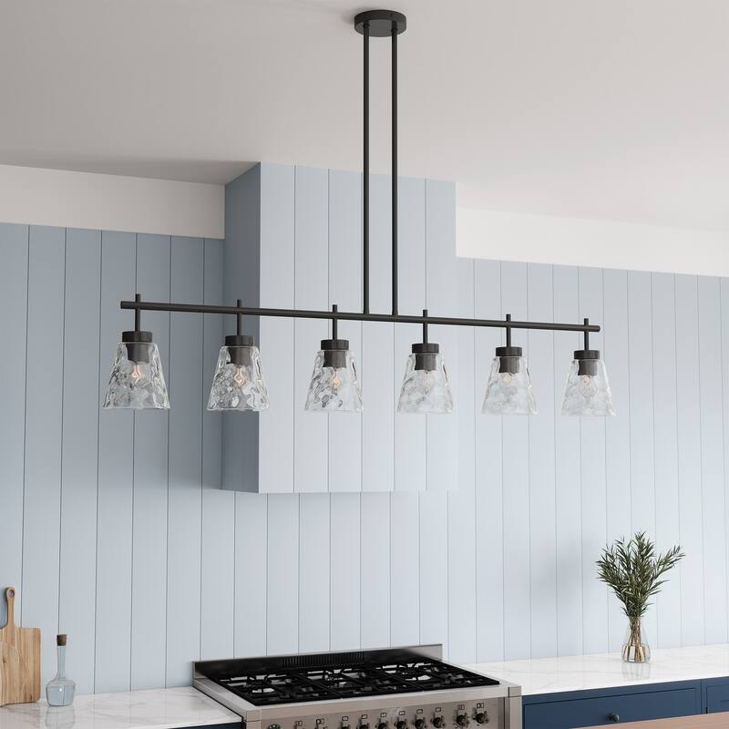 Unique Clear Water Ripple Glass Chandelier for Kitchen Island