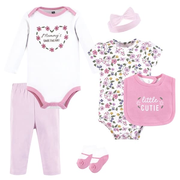 slide 1 of 1, Hudson Baby Infant Girl Cotton Layette Set, Floral Sweetheart 0-3 Months - Floral Sweetheart