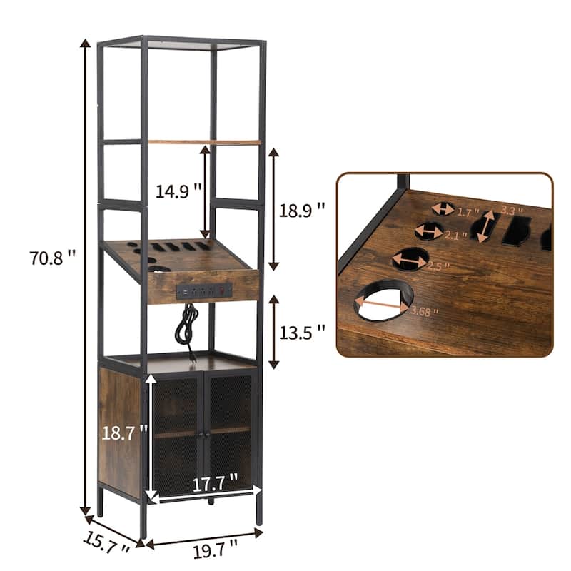 Hair Salon Storage Cabinet with Shelves and Hair Dryer Holders - N/A