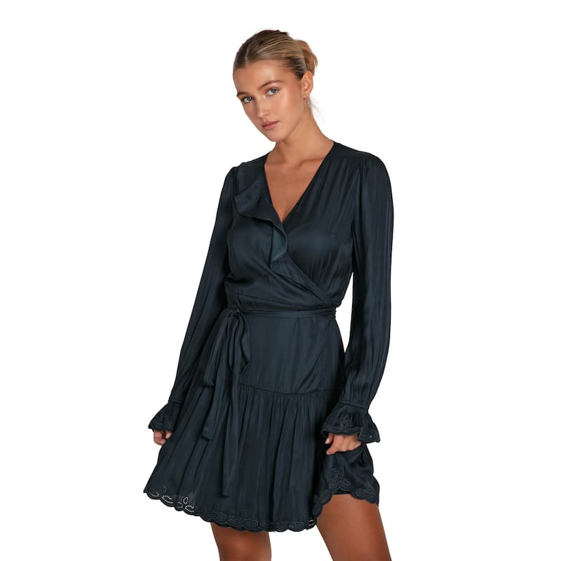 Wild Flower Embroidered Wrap Dress