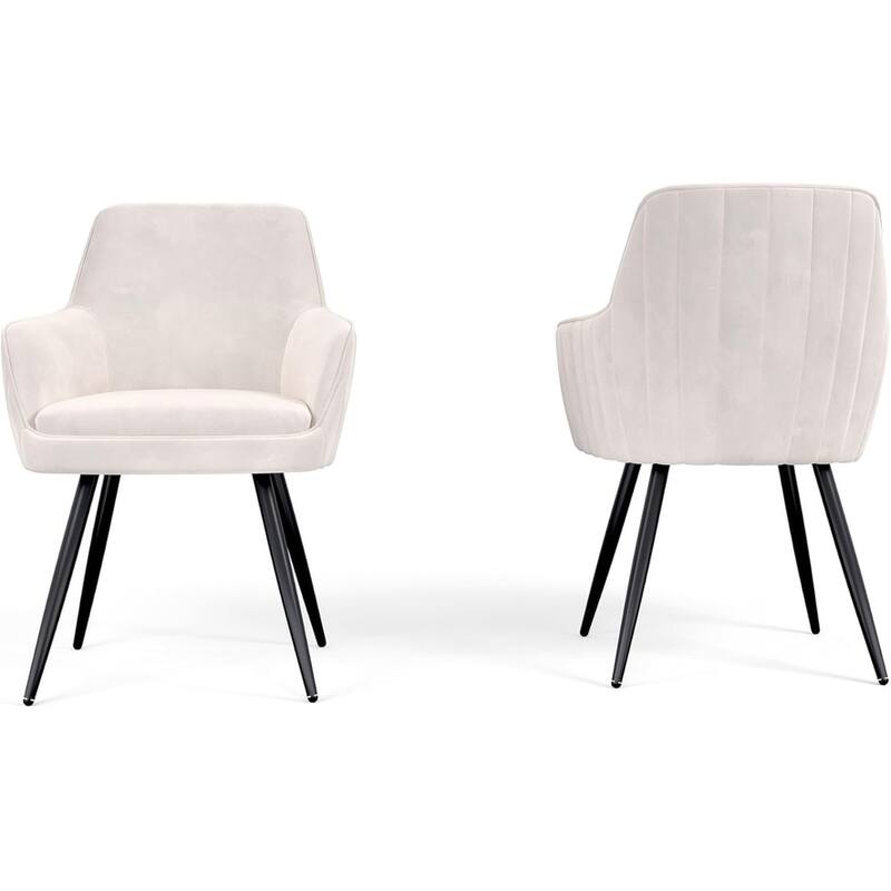 Grey Modern Mid-Century Upholstered Accent Chair with Channel-Tufted Back, Set of 2