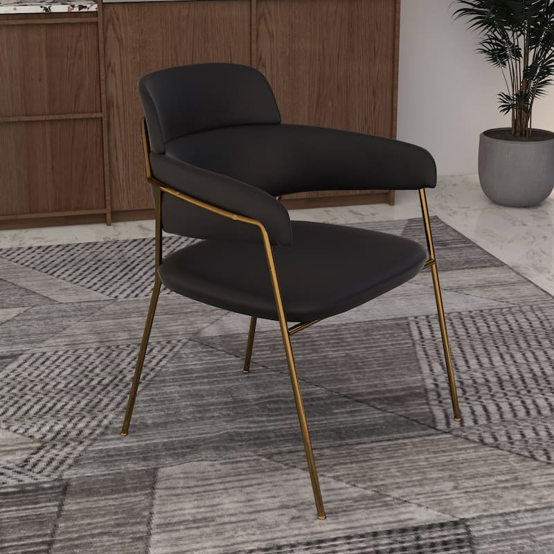 LeisureMod Axis Set of 2 Modern Upholstered Dining Chairs with Gold Stainless Steel Legs, Pair of Accent Side Chairs for Kitchen