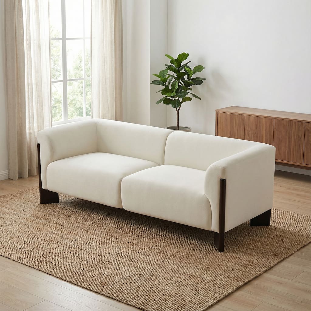 81" Wide Upholstered Velvet/ Chenille Roomy Loveseat Sofa