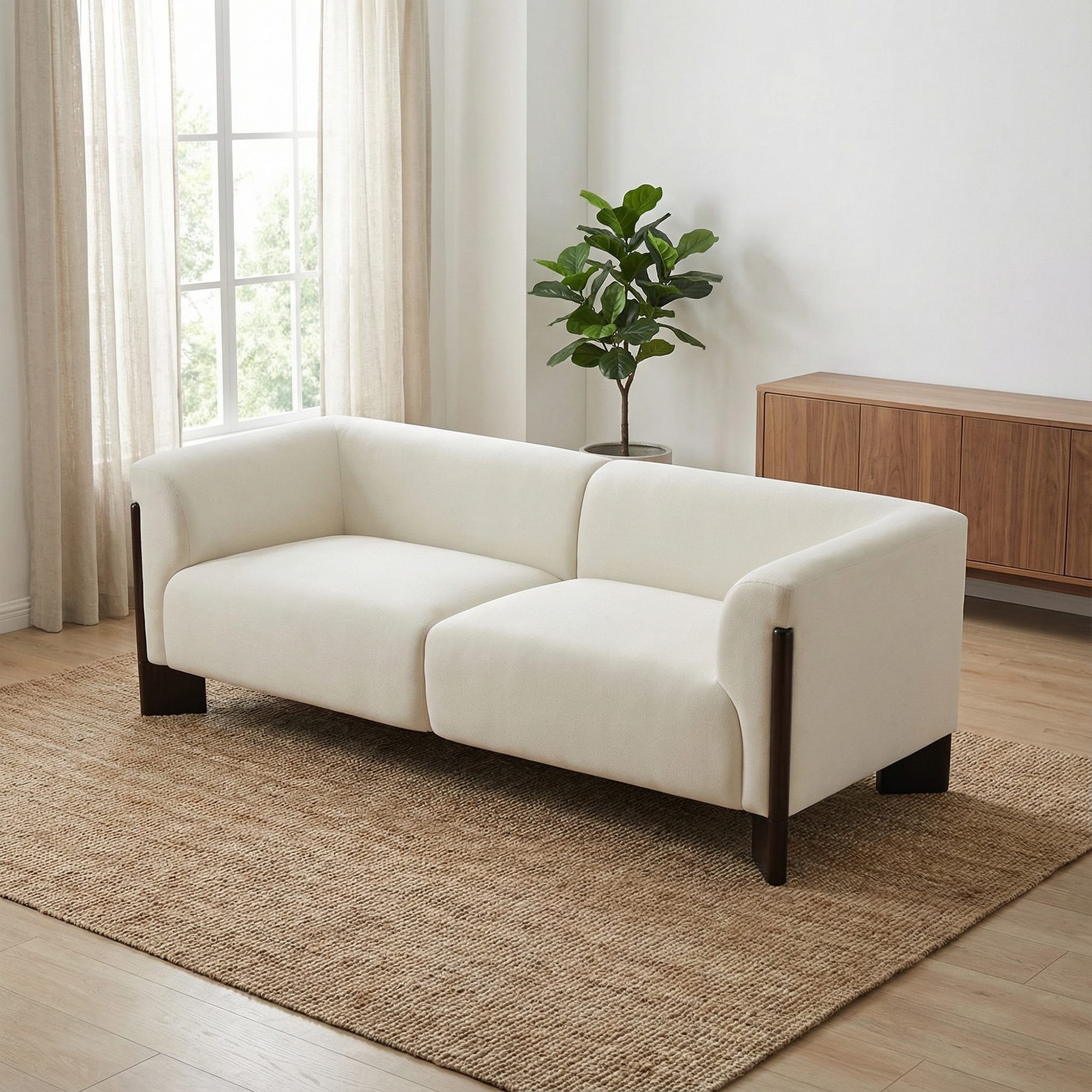 81" Wide Upholstered Velvet/ Chenille Roomy Loveseat Sofa