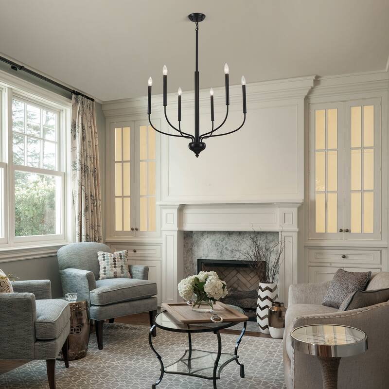Simple and elegant 6 light metal frame pendant light bulb not includedSuitable for many different spaces