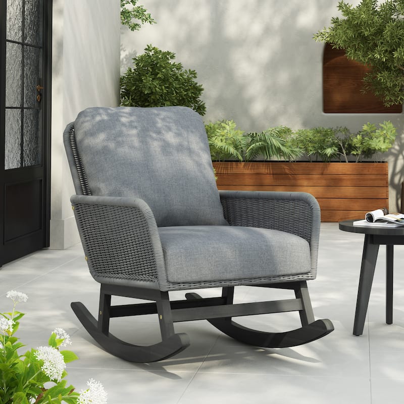 Christopher Knight Home - Outdoor Seating Set PE Rattan Rocking Chair - 1 Chair (Only) - Grey