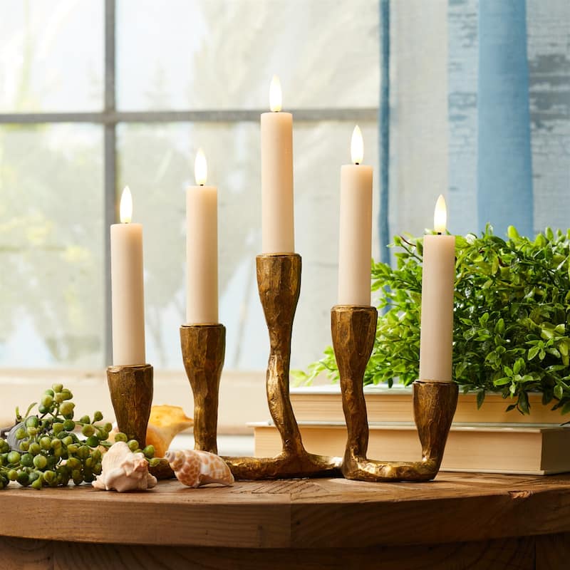 5-Abstract Shape Taper Candle Holders - 13" - Set of 4