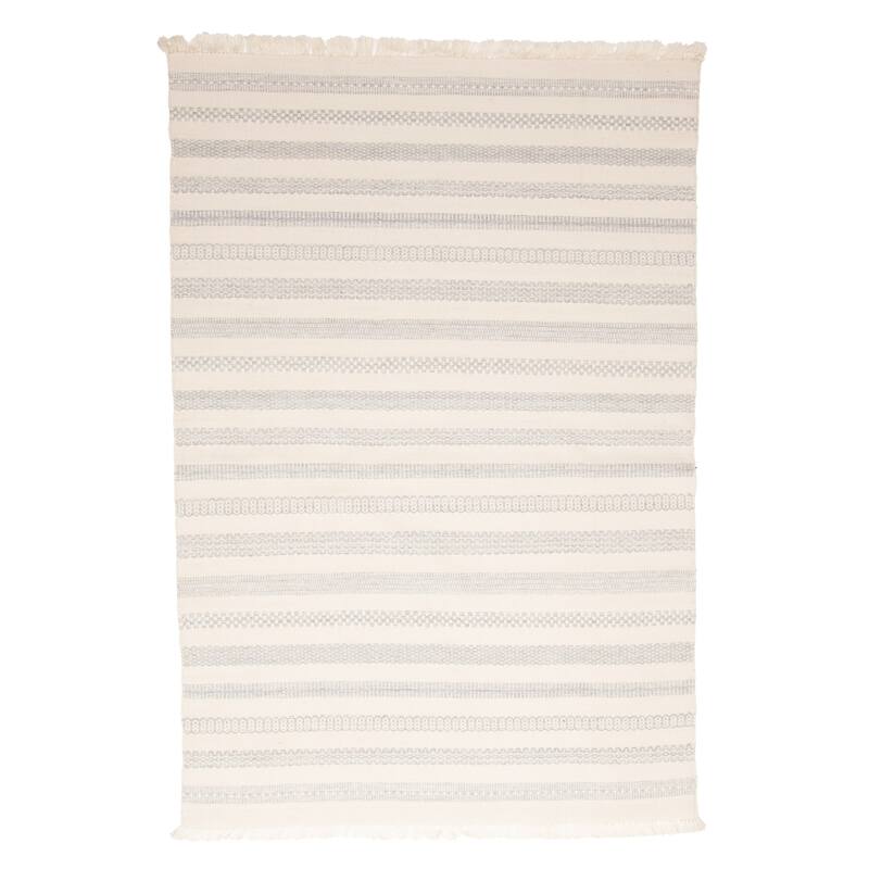 ECARPETGALLERY Flat-Weave Ankara FW Ivory Wool Kilim - 5'1 x 7'7