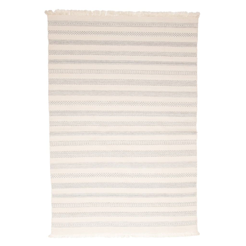 ECARPETGALLERY Flat-Weave Ankara FW Ivory Wool Kilim - 5'1 x 7'7