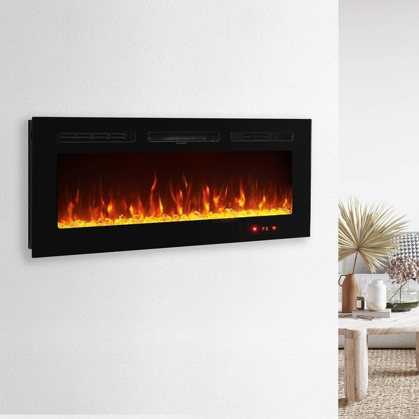 50 Inch Electric Fireplace Insert – Wall Mounted & Recessed Heater With Remote