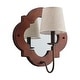 preview thumbnail 7 of 10, Parrot Uncle 14 Inch Distressed White Classic Wood Mirrored Wall Light Fabric Shade Accent Sconce