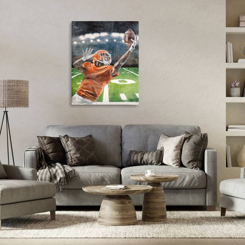 Stupell Athlete Catching Football Canvas Wall Art Design By Kim Allen