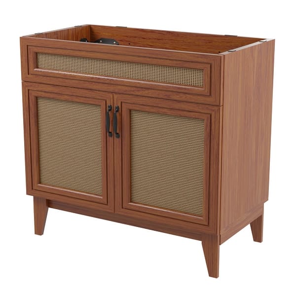 slide 2 of 47, Javer Bohemian Rattan Freestanding 2-Shelf Bath Vanity Cabinet Base Only (Sink Basin not Included)