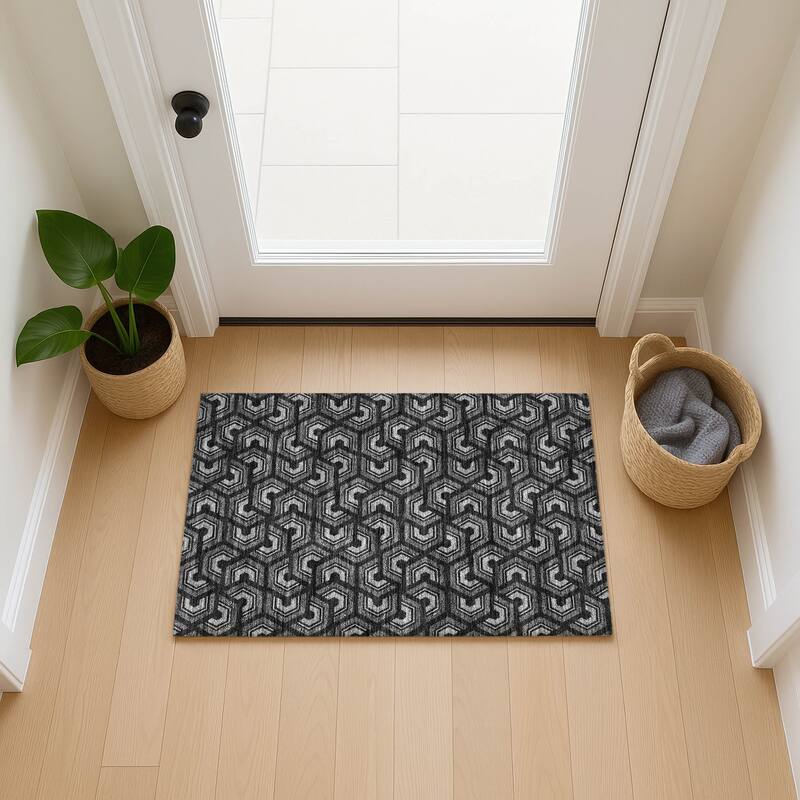Machine Washable Indoor/ Outdoor Modern Zoa Chantille Rug