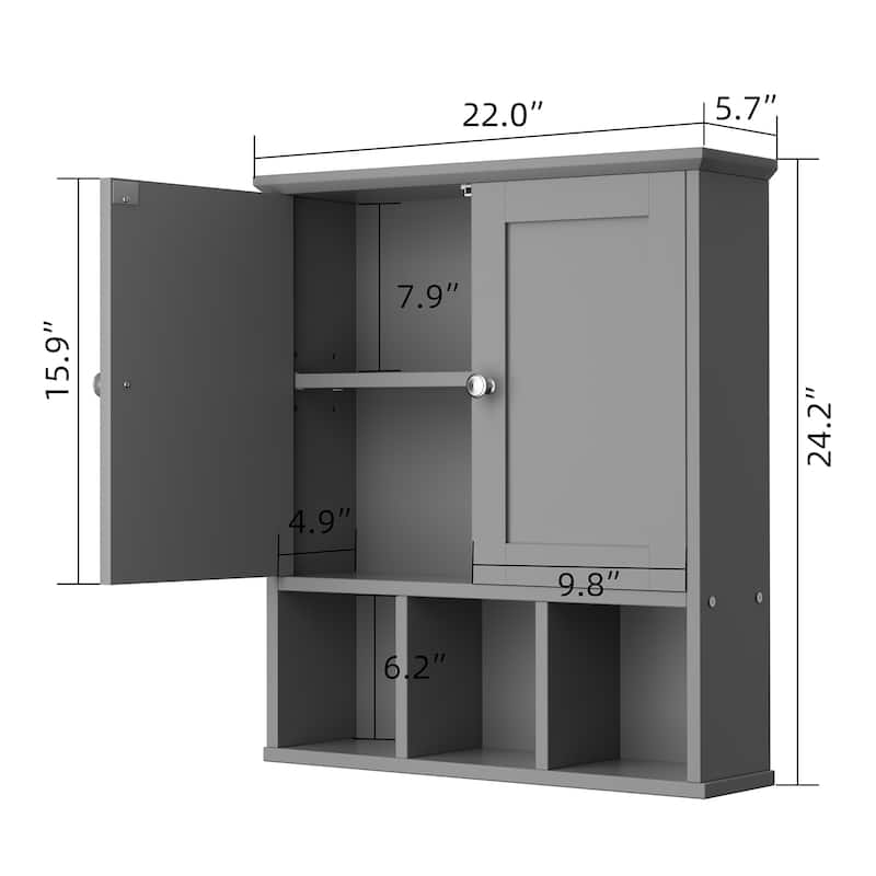 2-Door Wall-Mounted Bathroom Cabinet with Storage Space for Bathroom, Kitchen, or Office