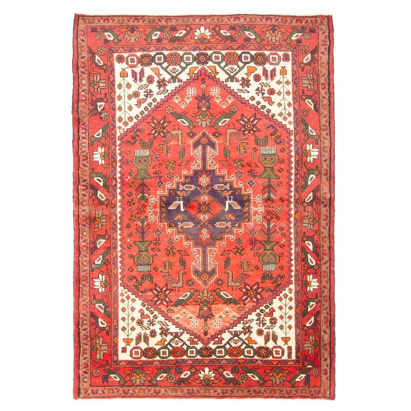 ECARPETGALLERY Hand-knotted Andelz Red Wool Rug - 4'4 x 6'5