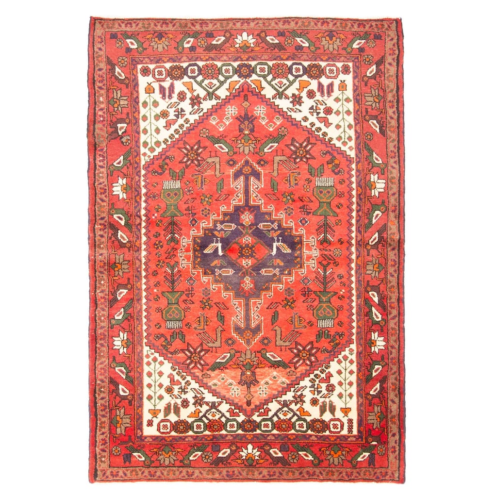 ECARPETGALLERY Hand-knotted Andelz Red Wool Rug - 4'4 x 6'5