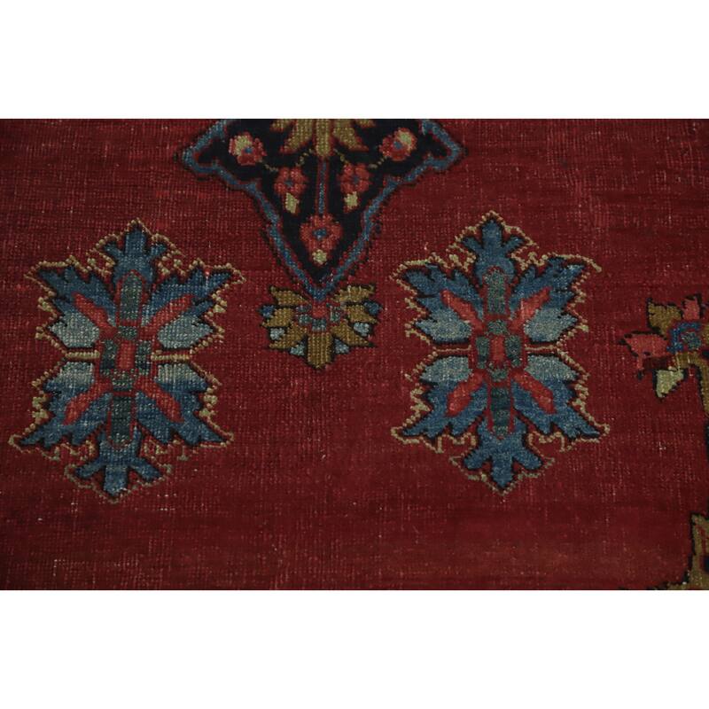 Hand Knotted Oriental 100% Wool Carpet Traditional Medallion Red Bidjar Area Rug - 11' 0'' X 7' 2''