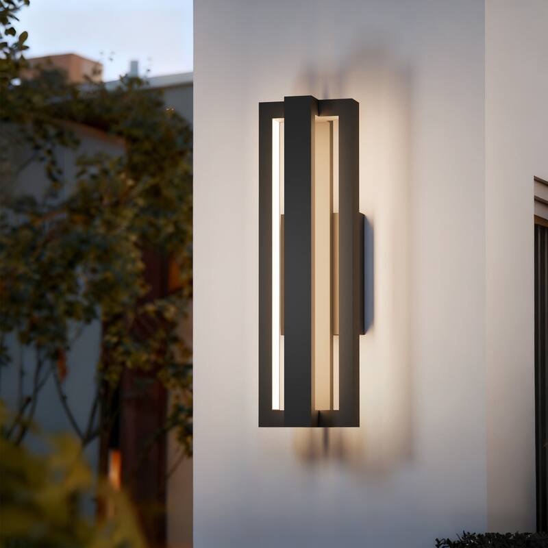 LamQee Integrated Matte Black Aluminum LED Outdoor Wall Sconce 15inch - 1-Pack/15inch - 1-Pack/15inch
