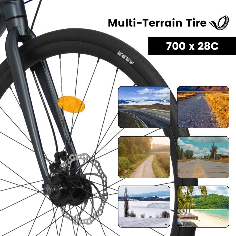 700Cx28 Road Bike, Lightweight Aluminum Frame, Disc Brakes, 16-Speed, Fast Acceleration, Suitable for Men and Women