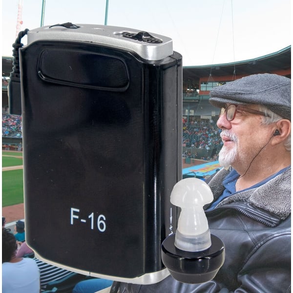 slide 2 of 8, Personal Hearing Aid Sound Amplifier w/ Volume & Frequency Control - 50dB Gain, Portable, Lightweight Compact Digital Ear Aid black