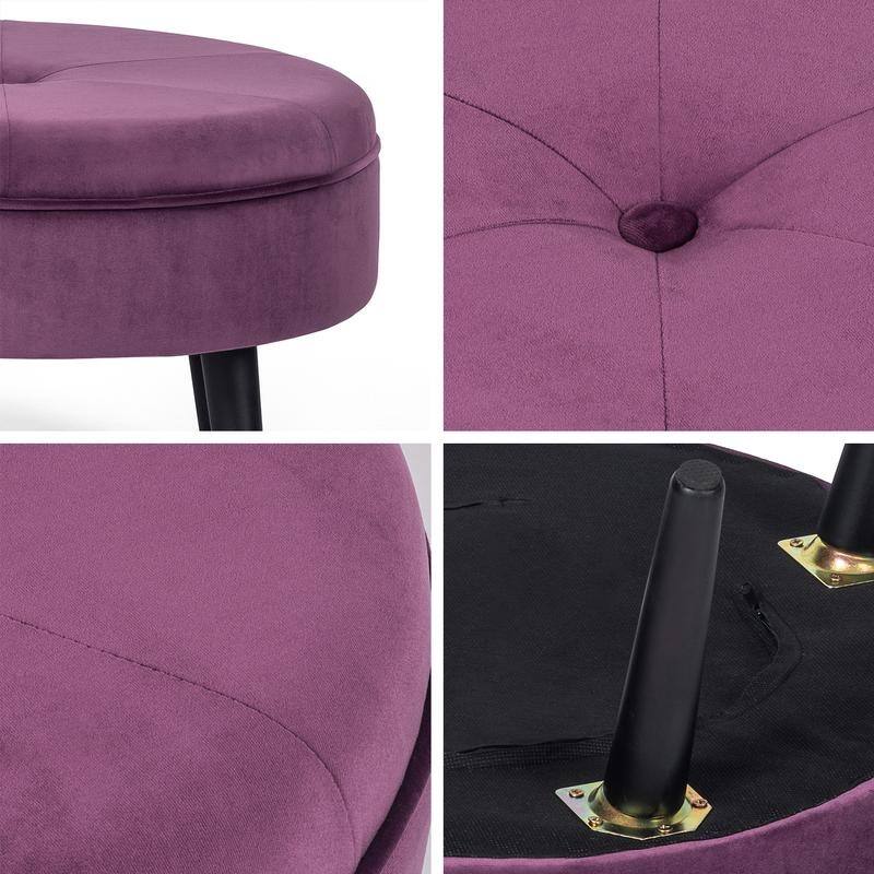 Carson Carrington Indnas Round Velvet Cocktail Coffee Table Ottoman