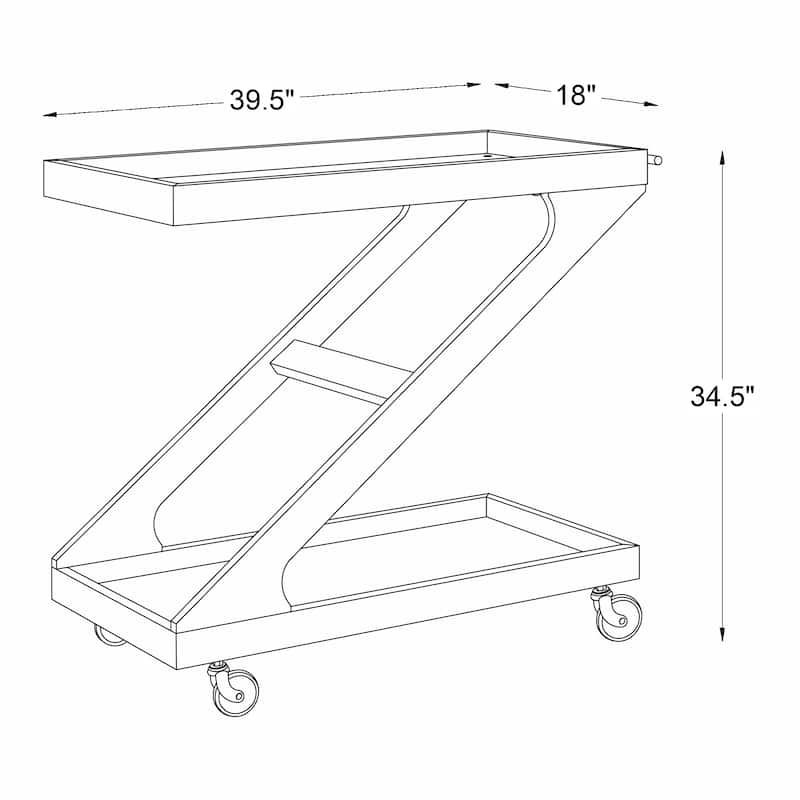 Z Shaped Wooden Serving Cart - 39.5" - White