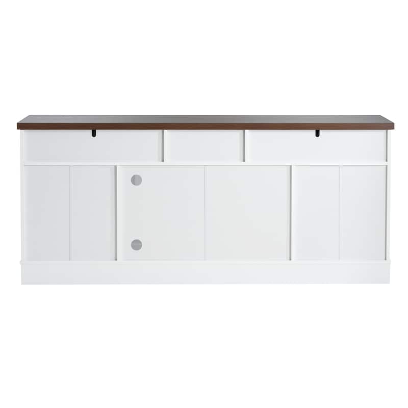 Entertainment Center with Glass Doors, TV Stand with Drawers, Media Console Table with Adjustable Shelves
