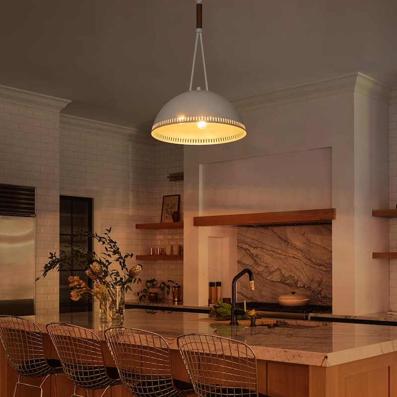 Modern Dome Pendant Light with Gold Interior Kitchen Lamp - Dia.16-in