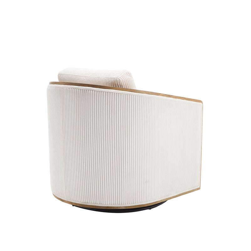 Accent Chair Sofa Chair with High-Density Foam and Curved Back, Degree Swivel Barrel Club Chair Lounge Chair