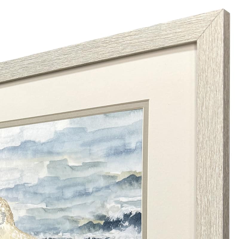 HomeRoots Set Of Two Beach Sandpipers Distressed White Framed Wall Art